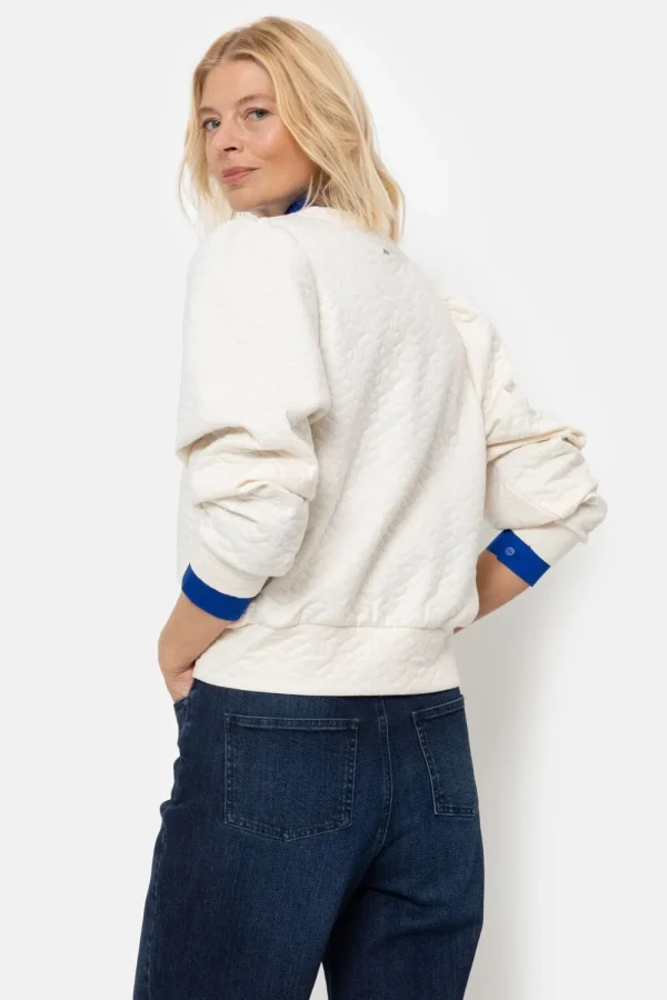 Beige Boxy Sweater Met Stiksels En Ballonmouwen-Terre Bleue Discount