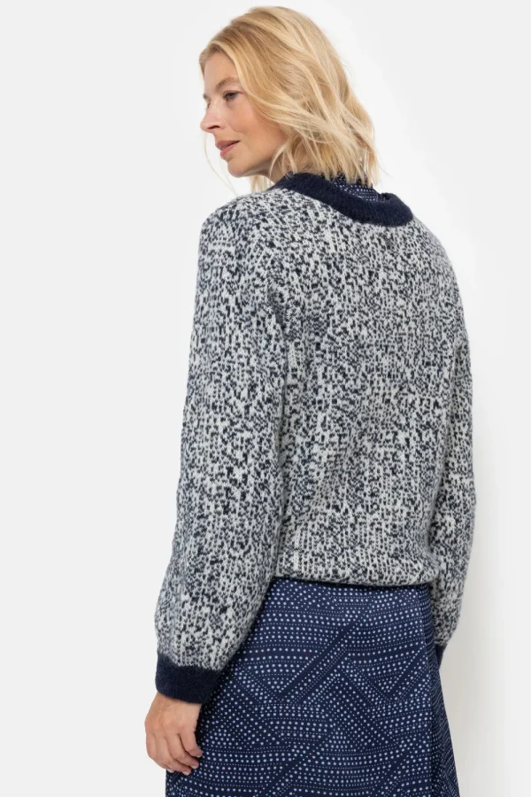 Beige Gebreide Pull Met Effen Boorden-Terre Bleue Fashion