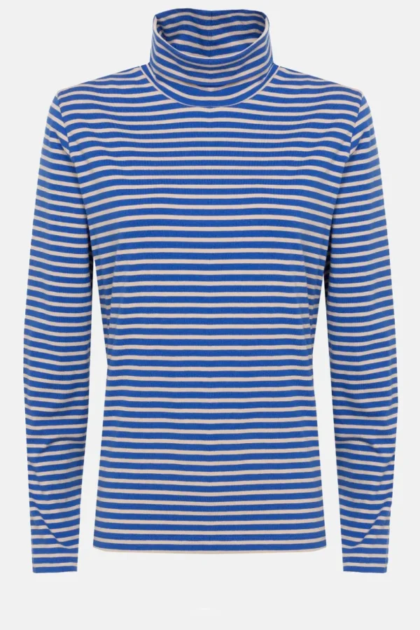 Beige Gestreepte Sous-Pull Met Rolkraag-Terre Bleue Outlet