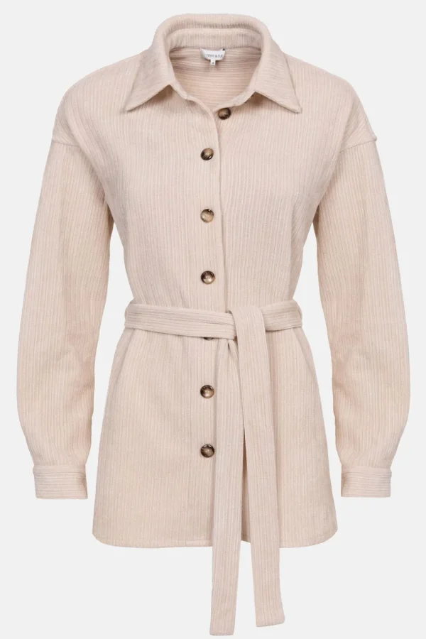 Beige Hemdjas Met Lange Mouwen En Taillelint-Terre Bleue Cheap