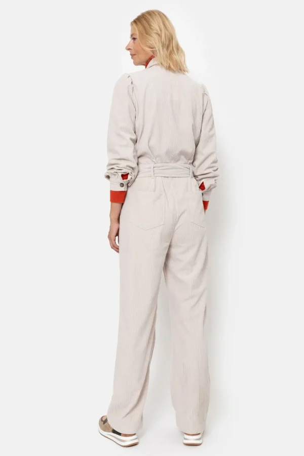 Beige Velours Jumpsuit Met Lange Mouwen-Terre Bleue Outlet