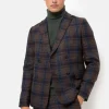 Blauw Geruite Double Breasted Blazer-Terre Bleue Cheap