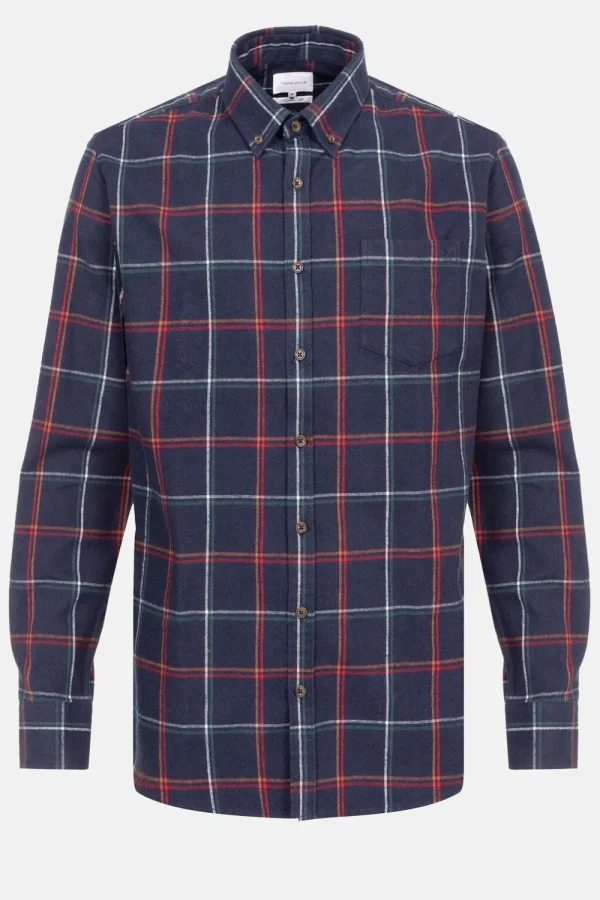 Blauw Regular Fit Overhemd, Groen Geruit-Terre Bleue Cheap