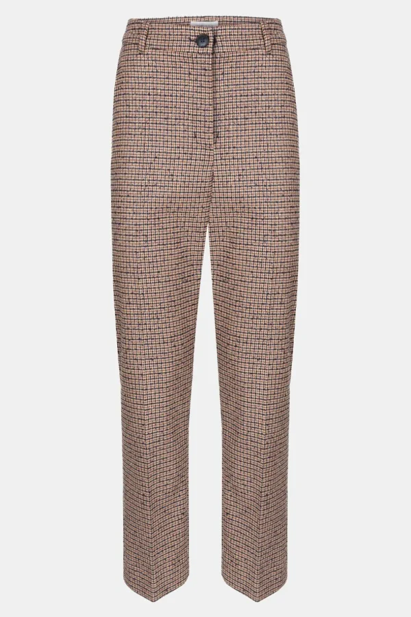 Blauw-Bruin Geruite 7/8 Broek Met Regular Fit-Terre Bleue Fashion