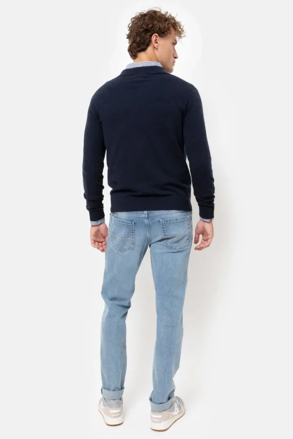 Blauwe Slim Fit Jeansbroek Voor Heren-Terre Bleue Store