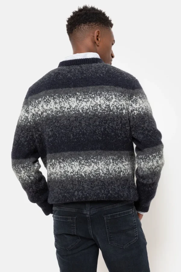 Blauw-Grijs Gestreepte Sweater Met Ronde Hals-Terre Bleue Discount