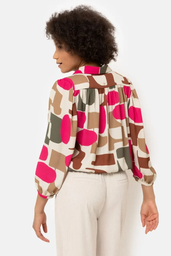 Bloesje Met Fuchsia-Bruine Print En 7/8 Mouwen-Terre Bleue Best Sale