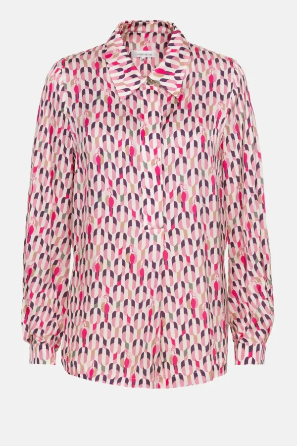 Blouse Met Lange Mouwen En Paarse Print-Terre Bleue Best Sale