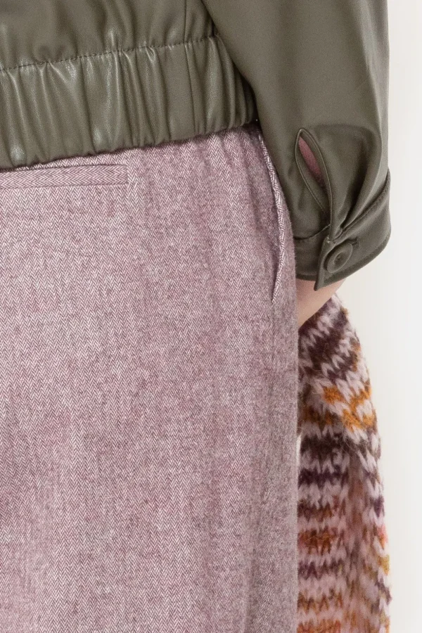 Bordeaux Straight Fit Broek Met Visgraatmotief-Terre Bleue Shop