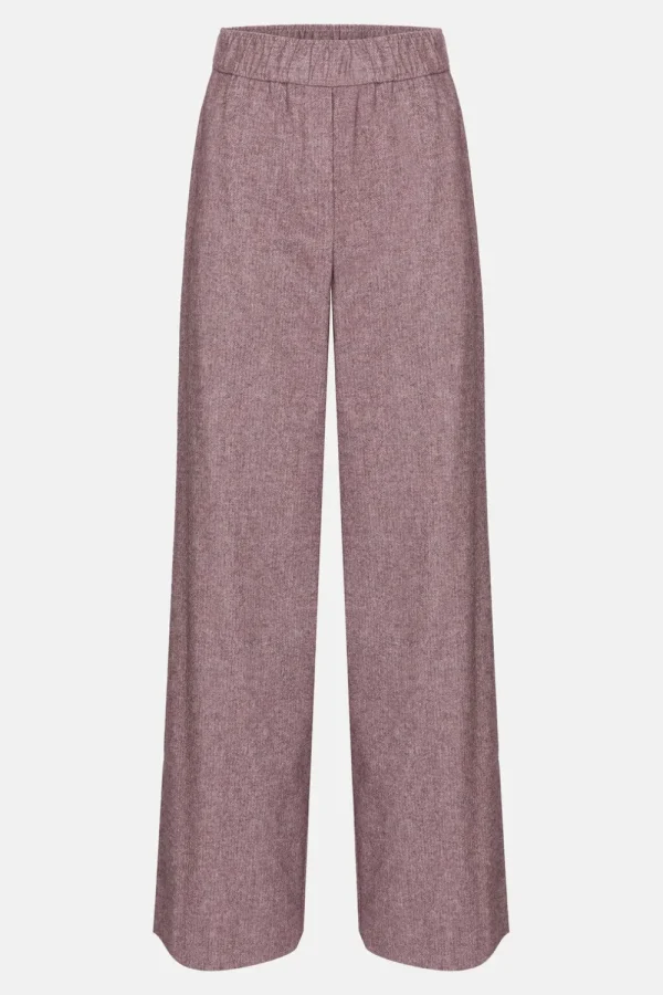 Bordeaux Straight Fit Broek Met Visgraatmotief-Terre Bleue Shop