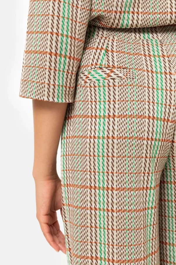 Bruin En Groen Geruite Loose Fit Broek-Terre Bleue Cheap