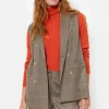 Bruin Geruite Mouwloze Double-Breasted Blazer-Terre Bleue Flash Sale