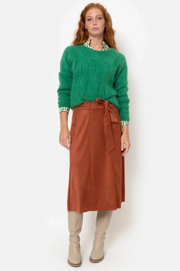 Bruine Midirok Met A-Lijn En Suedelook-Terre Bleue Discount