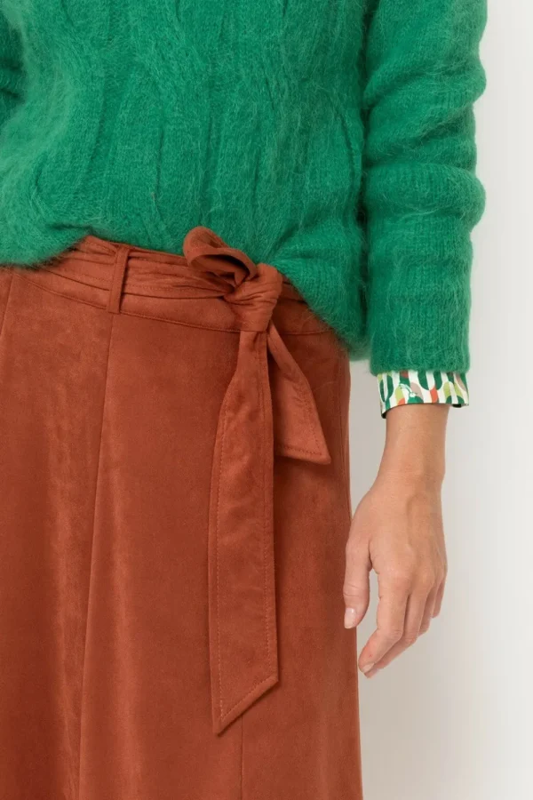 Bruine Midirok Met A-Lijn En Suedelook-Terre Bleue Discount