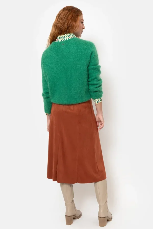 Bruine Midirok Met A-Lijn En Suedelook-Terre Bleue Discount