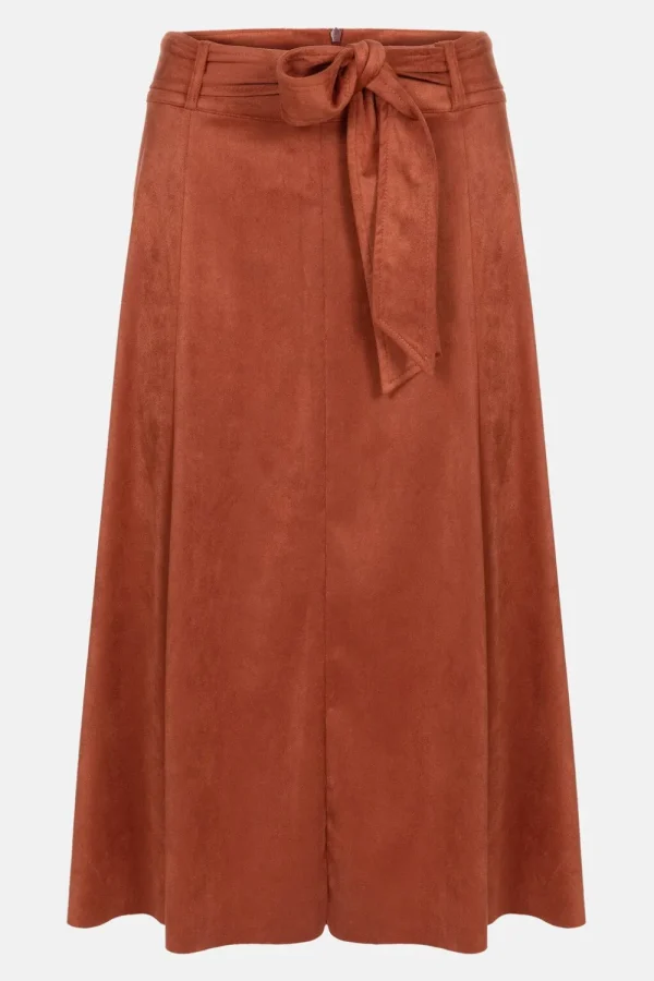 Bruine Midirok Met A-Lijn En Suedelook-Terre Bleue Discount
