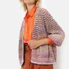 Bruin-Oranje Gestreepte Korte Cardigan-Terre Bleue Sale
