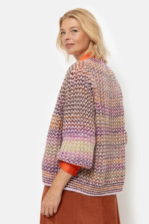 Bruin-Oranje Gestreepte Korte Cardigan-Terre Bleue Sale