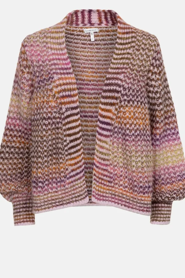 Bruin-Oranje Gestreepte Korte Cardigan-Terre Bleue Sale