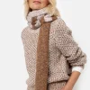 Dames Sjaal Met Bruin-Beige Color Blocks-Terre Bleue New