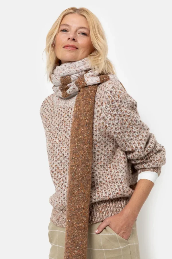 Dames Sjaal Met Bruin-Beige Color Blocks-Terre Bleue New