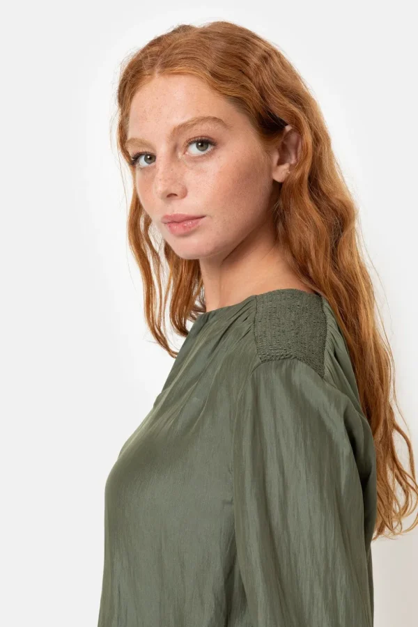 Damesblouse Met Smock En Lange Mouw-Terre Bleue Online