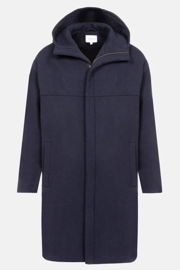 Donker E Herenmantel Met Kap En Rits-Terre Bleue Flash Sale