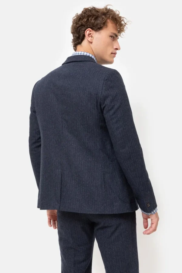 Donker E Korte Herenblazer Met Krijtstreep-Terre Bleue Cheap