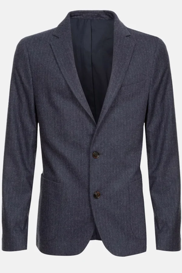 Donker E Korte Herenblazer Met Krijtstreep-Terre Bleue Cheap