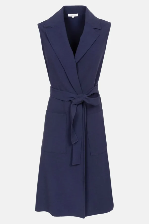 Donker Mouwloos Damesvest Met Col Revers-Terre Bleue Clearance