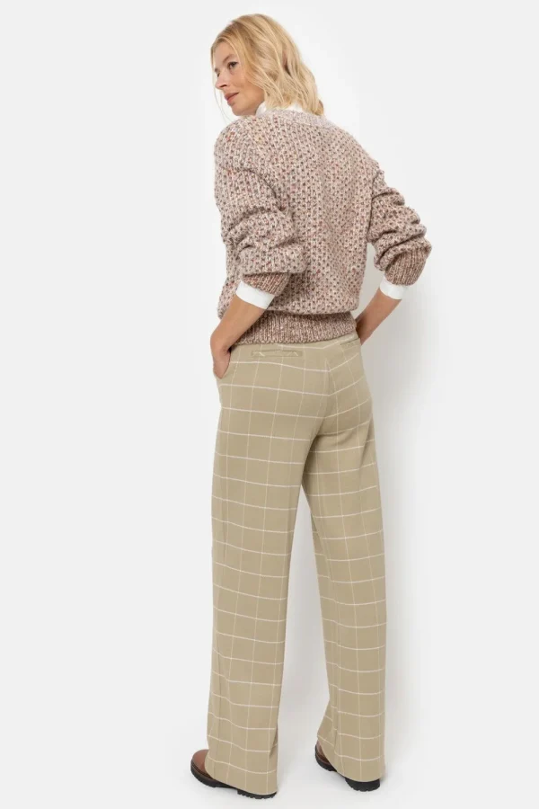 Donkerbeige Loose Fit Broek Met Ecru Ruiten-Terre Bleue Hot