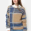 Donkerbeige Pull Met E Colour Blocks-Terre Bleue Shop