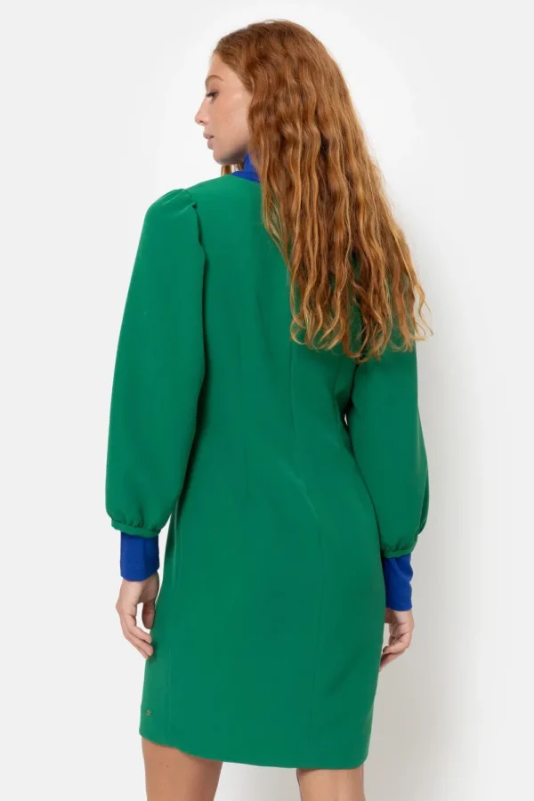 E A-Lijn Jurk Met Ballonmouwen En V-Hals-Terre Bleue Store