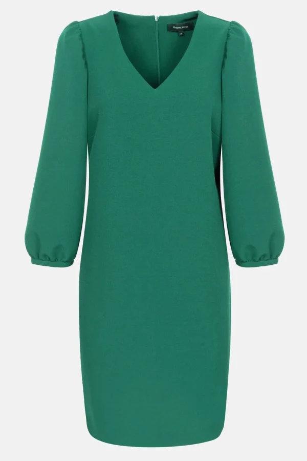 E A-Lijn Jurk Met Ballonmouwen En V-Hals-Terre Bleue Store