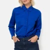 E Dames Blouse Met Gefronste Kraag-Terre Bleue Flash Sale