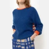 E Effen Pull Met Ecru-Oranje Gestreepte Rug-Terre Bleue Shop