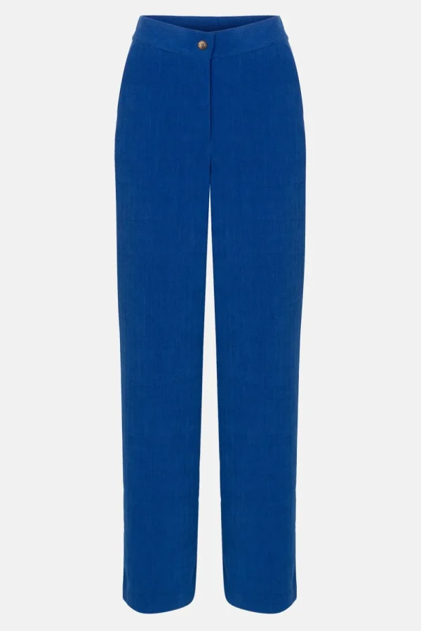 E Fluwelen Broek Met Wijde Broekspijpen-Terre Bleue Shop