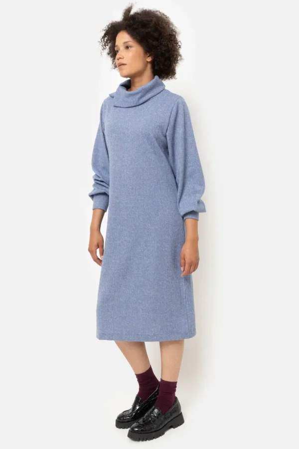 E Gebreide Jurk Met Lange Pofmouwen-Terre Bleue Hot