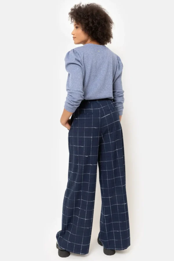 E Geruite Broek Met Wijde Broekspijpen-Terre Bleue Hot