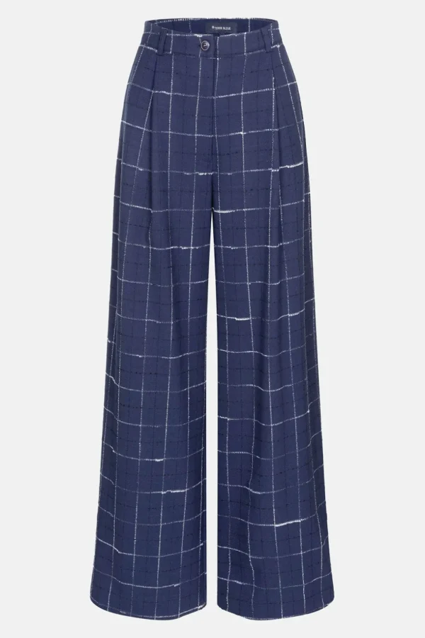 E Geruite Broek Met Wijde Broekspijpen-Terre Bleue Hot