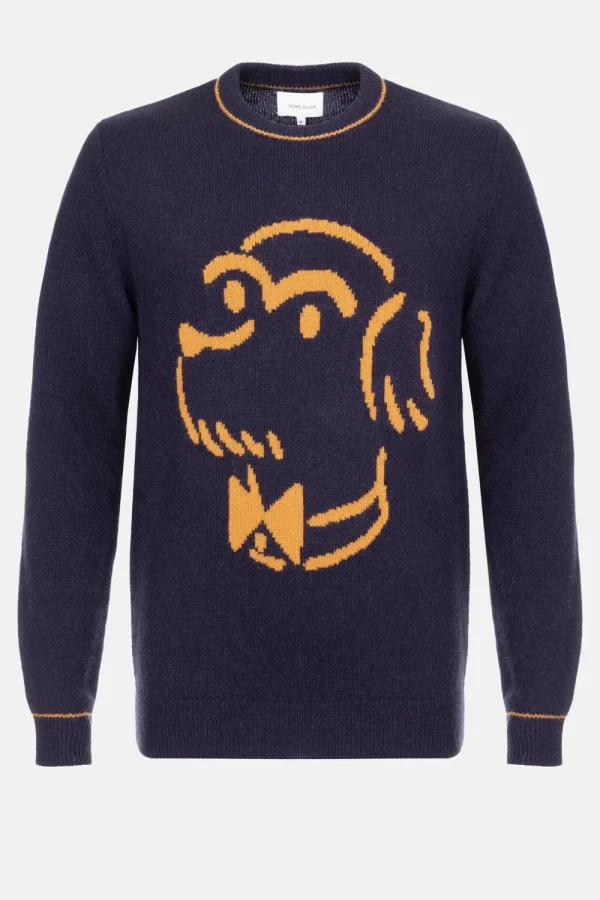 E Herensweater Met Lichtbruine Print-Terre Bleue Cheap