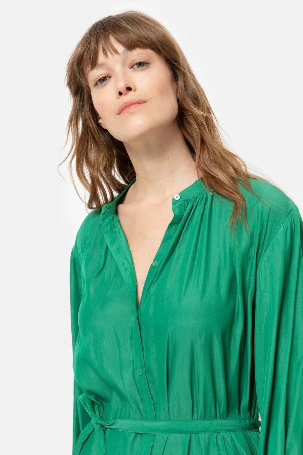 E Jurk Met Lange Mouwen En Knoopjes-Terre Bleue Cheap