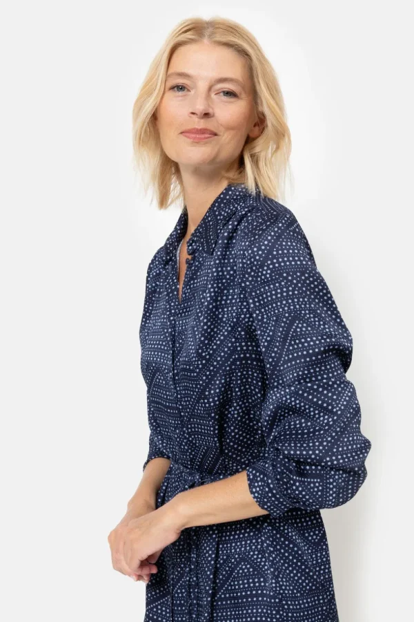 E Midi-Jurk Met Bolletjes En Lange Mouwen-Terre Bleue Online