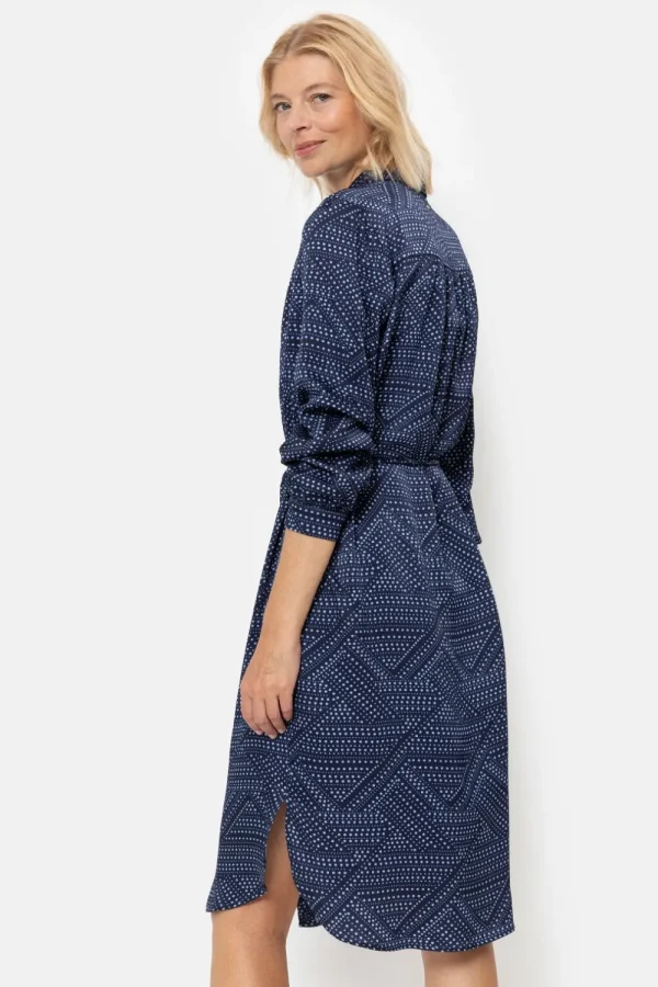 E Midi-Jurk Met Bolletjes En Lange Mouwen-Terre Bleue Online