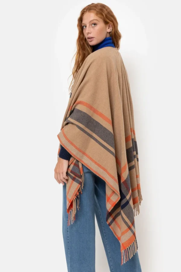 E Poncho Met Blauw-Oranje Strepen-Terre Bleue Flash Sale