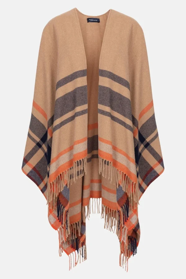 E Poncho Met Blauw-Oranje Strepen-Terre Bleue Flash Sale
