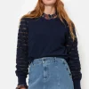 E Pull Met Lange Semitransparante Mouwen-Terre Bleue Cheap