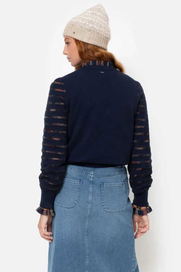 E Pull Met Lange Semitransparante Mouwen-Terre Bleue Cheap