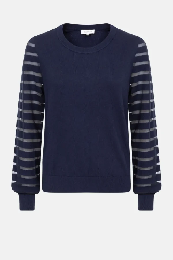 E Pull Met Lange Semitransparante Mouwen-Terre Bleue Cheap