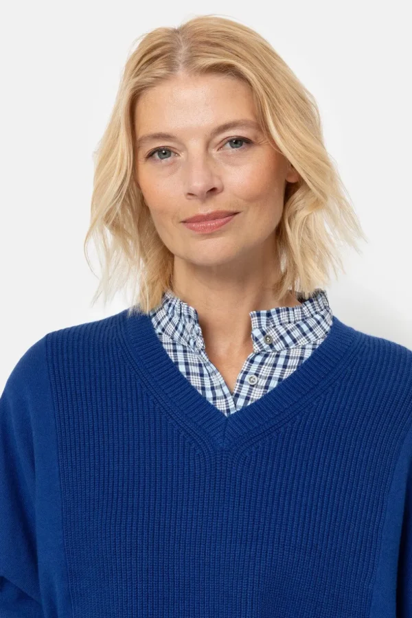 E Pull Met Vleermuismouwen En V-Hals-Terre Bleue Best Sale